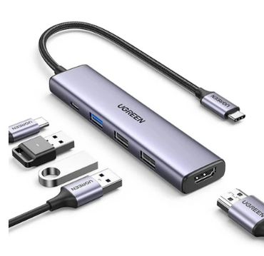 Ugreen CM511 15596 USB-C To HDMI+3*USB 3.0 A+PD Power Converter (5-in-1)