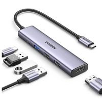 Ugreen CM511 15596 USB-C To HDMI+3*USB 3.0 A+PD Power Converter (5-in-1)