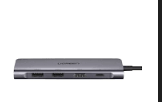Ugreen CM195 15214 USB-C To HDMI+2*USB 3.0 A+ USB-C+SD/TF+PD Converter (7-in-1) Gray