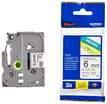 Brother PT TZe-211 6mm Labeller Tape White
