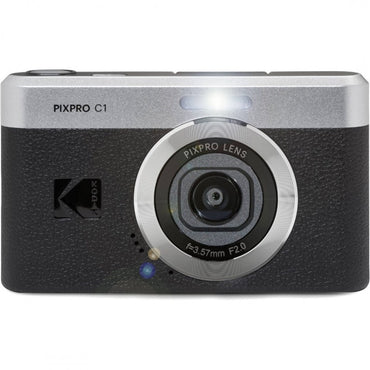 Kodak PIXPRO C1 Digital Camera 13MP 26mm f/2 Wide-angle Fixed Lens with 4x Digital Zoom Built-in Flash FHD 1080p 60fps Video Recording Rechargable Battery in Black