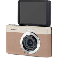 Kodak PIXPRO C1 Digital Camera 13MP 26mm f/2 Wide-angle Fixed Lens with 4x Digital Zoom Built-in Flash FHD 1080p 60fps Video Recording Rechargable Battery in Brown