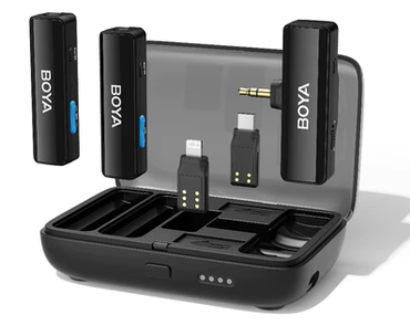 BOYALINK Wireless Microphone with Charging BOX Lapel Microphone 3 in 1 Mini Mic for iPhone Type-C