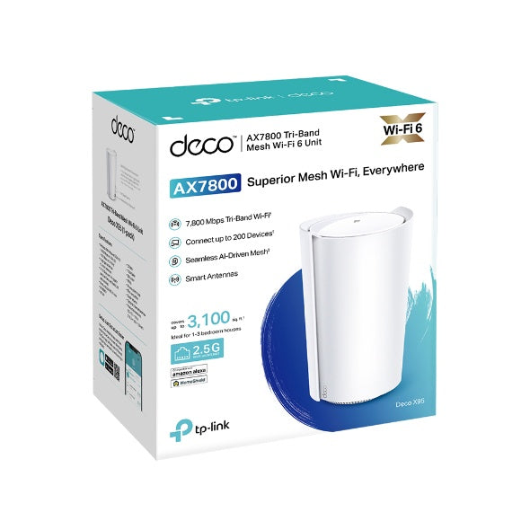 TP-Link Deco X95 (1-pack) AX7800 Tri-Band Mesh WiFi 6 System